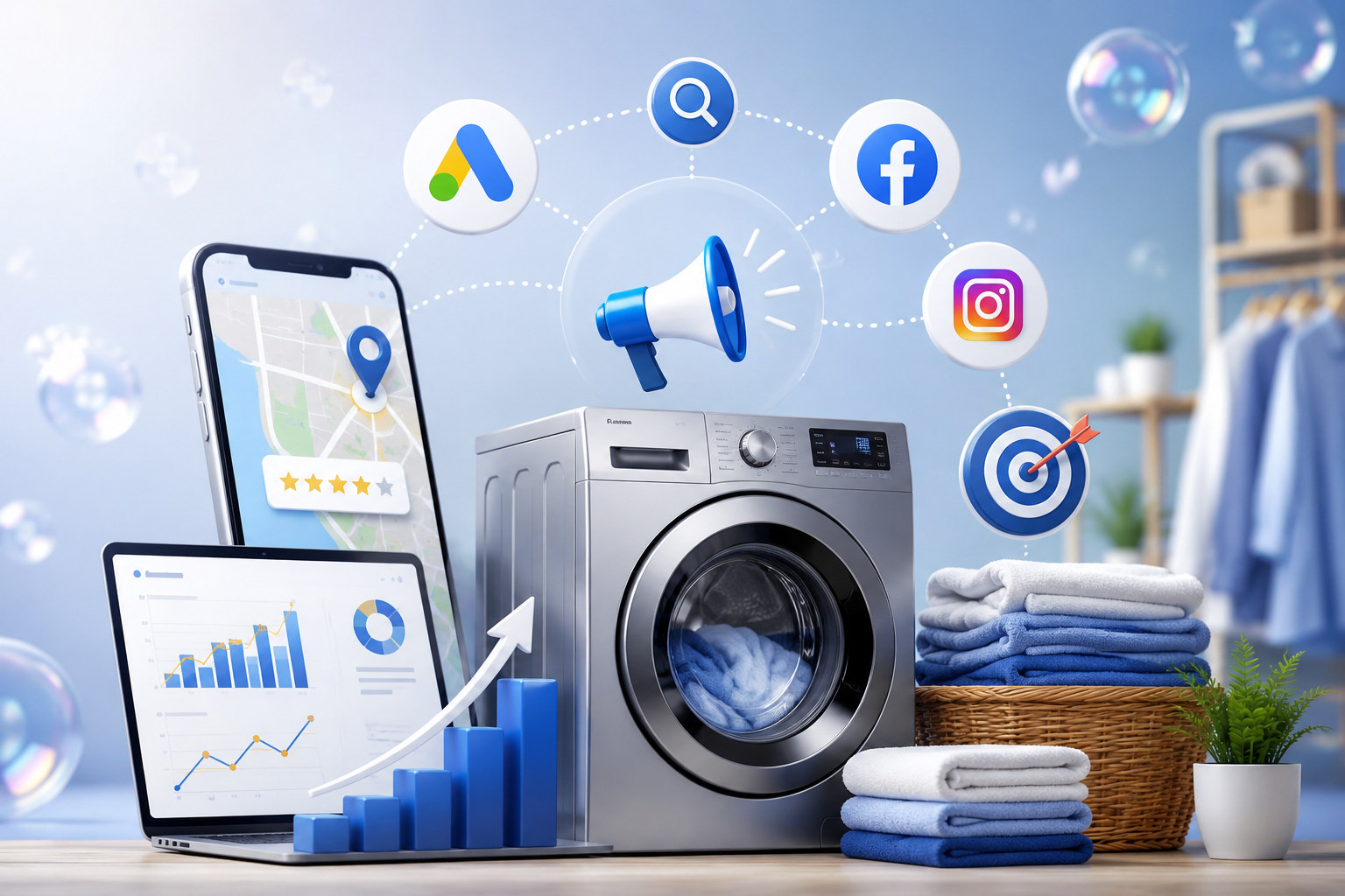 Strategy and expertise are important, but measurable results are what truly matter. As a Digital Marketing Agency for Laundry Businesses, we focus on delivering real business growth through proven digital marketing strategies tailored to the laundry and dry cleaning industry. Whether you're operating a self-service laundromat, offering wash-and-fold and pickup & delivery services, or managing a well-established dry cleaning business, our goal is to help you increase visibility, attract more local customers, and grow your revenue.