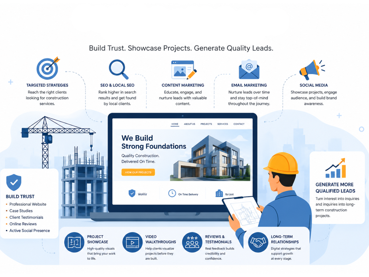 In today’s competitive construction landscape, the quality of your work isn’t always enough to keep the project pipeline full. While a strong reputation and word-of-mouth referrals are invaluable, your next big client isn’t just driving by job sites anymore—they’re searching online.